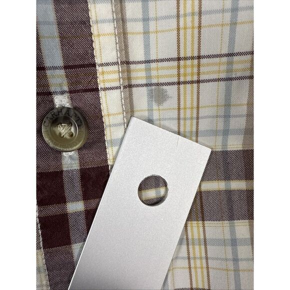 Carhartt Shirt Men's XL Brown Plaid Short Sleeve Button Up Relaxed Workwear READ - Picture 3 of 9